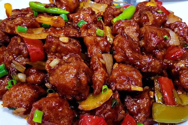 chili chicken  辣鸡(炸）